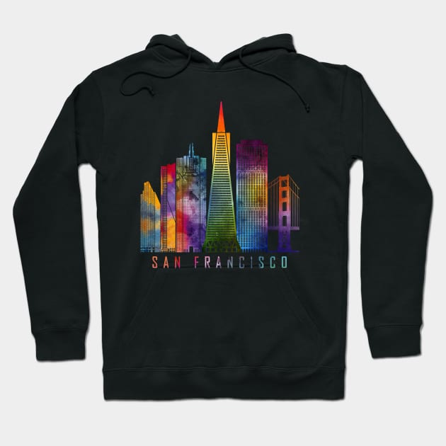 San Francisco Skyline Watercolor Hoodie by Luve